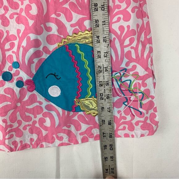 Mud Pie girls size 5t Pink Dress with Gold Accents lilly pink white fish beach n - Picture 7 of 7